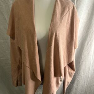 Baccini Women's Draped Open Front Cardigan the color is a pale pink/ blush color
